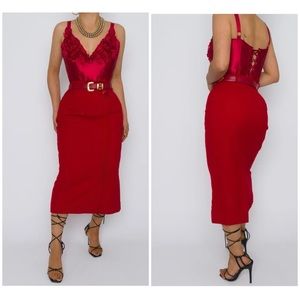 Vintage Christopher and banks red pencil skirt cotton